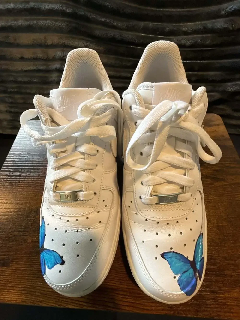 Nike Air Force 1 Low Custom Hand Painted Butterfly White Sneakers